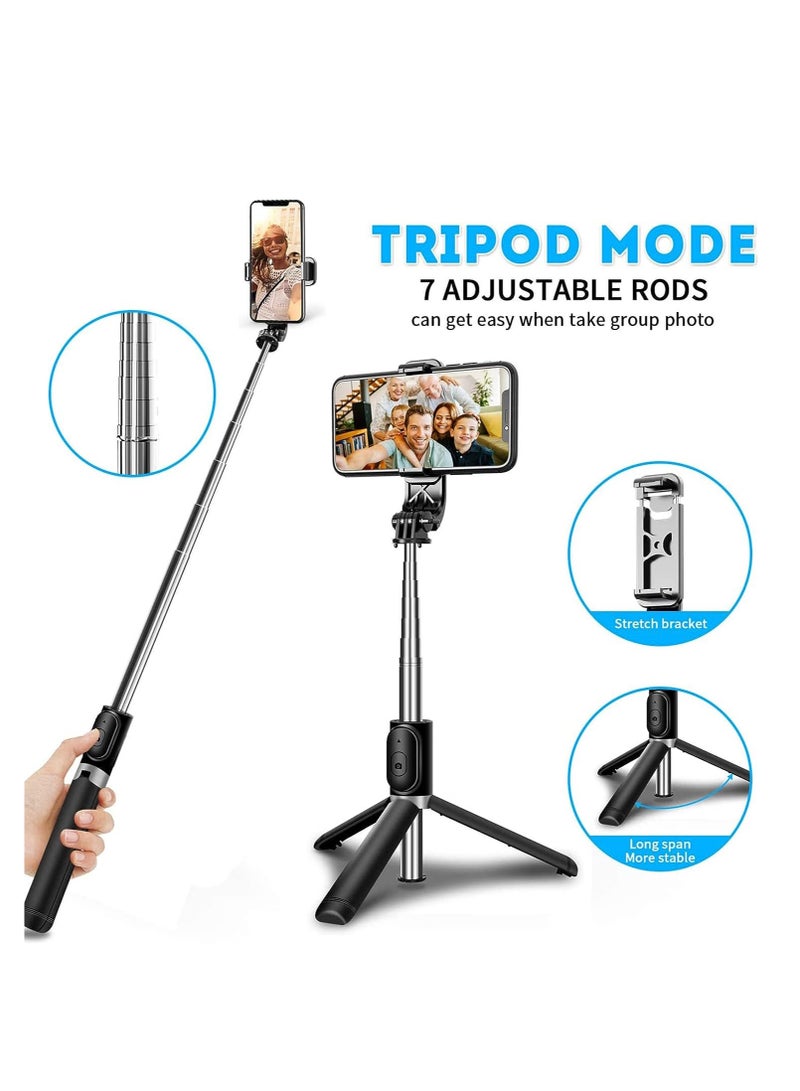 Playx Square Aluminum Alloy Selfie Stick Phone Stabilizer 360° Rotation  103cm With LED Fill Light & Wireless Remote Phone Holder for Smartphones Tiktok Vlog Youtuber Live Video Record(Black) - Image 4