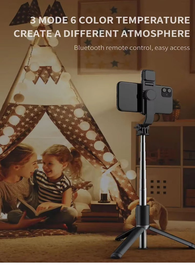 Playx Square Aluminum Alloy Selfie Stick Phone Stabilizer 360° Rotation  103cm With LED Fill Light & Wireless Remote Phone Holder for Smartphones Tiktok Vlog Youtuber Live Video Record(Black) - Image 2