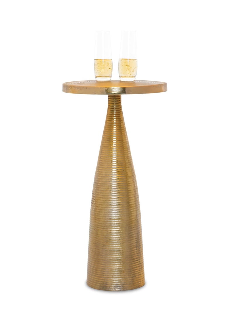 Objet D'Art Small Round Gold Side Table 23” Height, Luxury Accent Pedestal, Martini & Cocktail Table for Living Room, Small Spaces, Vintage Brass Style Home Decor  - Image 1