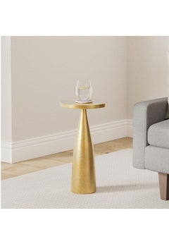 Objet D'Art Small Round Gold Side Table 23” Height, Luxury Accent Pedestal, Martini & Cocktail Table for Living Room, Small Spaces, Vintage Brass Style Home Decor  - Image 2