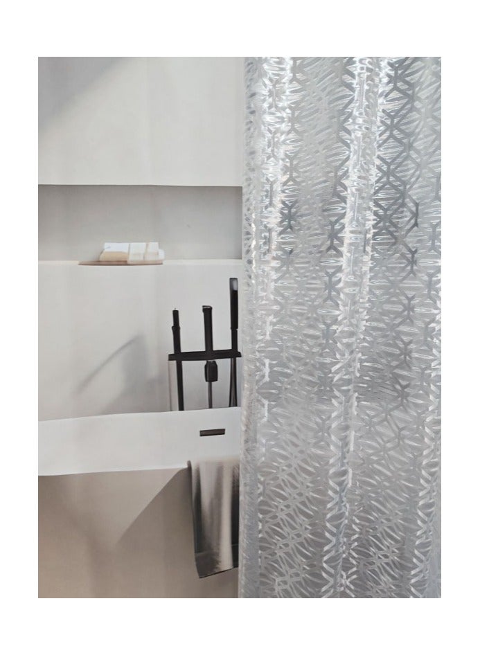 Hanayo ستارة دش داخلية PEVA بتصميم ماسي 180x200 سم صديقة للبيئة مقاومة للعفن مع حلقات مقاومة للصدأ ستارة دش داخلية مقاومة للماء للحمام - Image 2