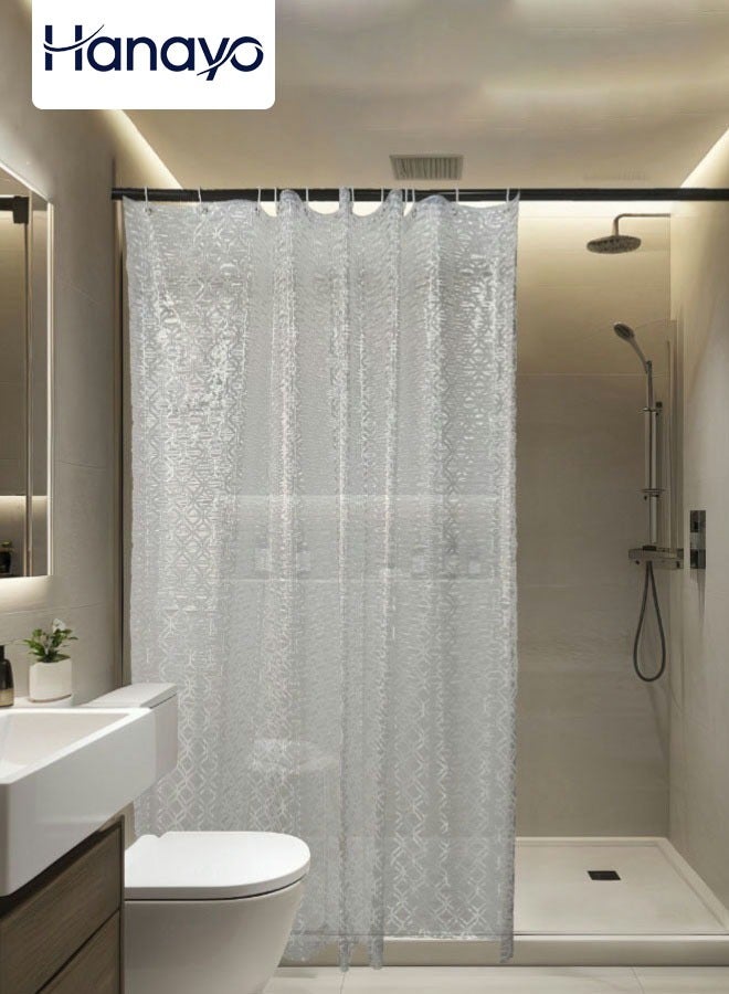 Hanayo ستارة دش داخلية PEVA بتصميم ماسي 180x200 سم صديقة للبيئة مقاومة للعفن مع حلقات مقاومة للصدأ ستارة دش داخلية مقاومة للماء للحمام - Image 1