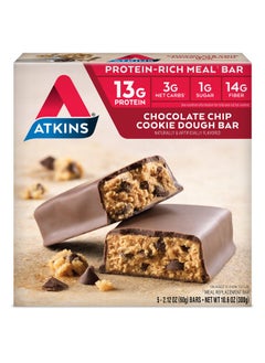 Health & Household Atkins Chocolate Chip Cookie Dough Protein Meal Bar, High Fiber, 1G Sugar, 3G Net Carbs, Meal Replacement, 30 Count  - Image 1