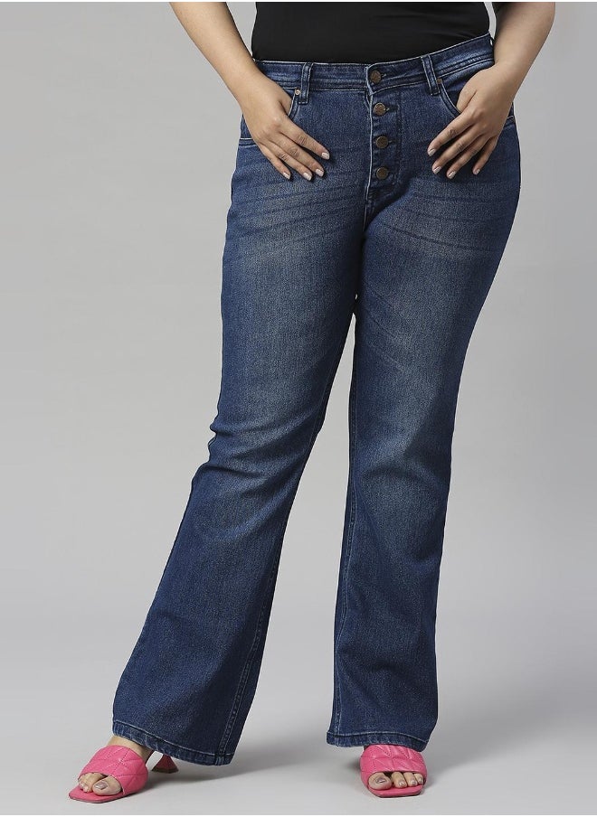 HIGH STAR Women Mid Blue Plus Size Jeans  - Image 1