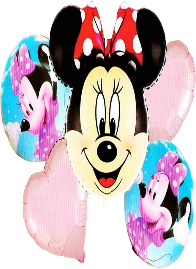 Tamona Tamona MINNIE MOUSE THEME FOIL BALLOON BOUQUET SET OF 5/MINNIE MOUSE BIRTHDAY PARTY DECORATION/MINNIE MOUSE PARTY SUPPLIES/MINNIE MOUSE PARTY ACCESSORIES Balloon Bouquet 