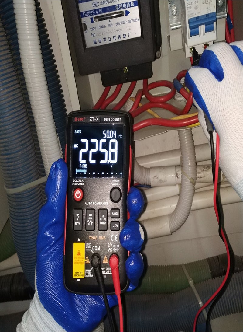 بي سايد مقياس متعدد رقمي BSIDE يعمل باللمس، متعدد الاستخدامات، 9999 فولت تيار متردد/تيار مستمر، مع رسم بياني شريطي تناظري وشاشة LCD بإضاءة خلفية، واختبار درجة الحرارة، وجهد تيار متردد/تيار مستمر، ومقياس التيار، ومقياس الأوم، والمقاومة - Image 4