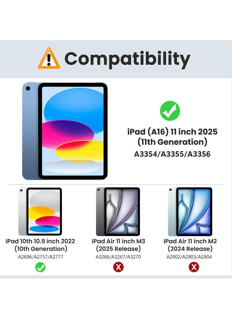MIXDE iPad (A16) 11th Generation Case 11 Inch 2025 iPad 10th Generation Case 10.9 Inch 2022 Slim Stand Hard PC Translucent Back Shell Smart Cover Support Touch ID Auto Wake/Sleep Black - Image 2