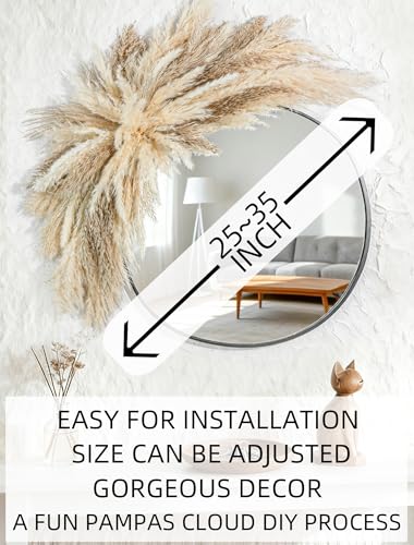 WILD AUTUMN Fluffy Boho Wall Decor DIY Pampas Grass KitsNeed to AssembleDecorative Pampas CloudMirror Decorativefor Entryway Bedroom Living Room Bathroom House Warming Gifts New Home Essential - Image 3