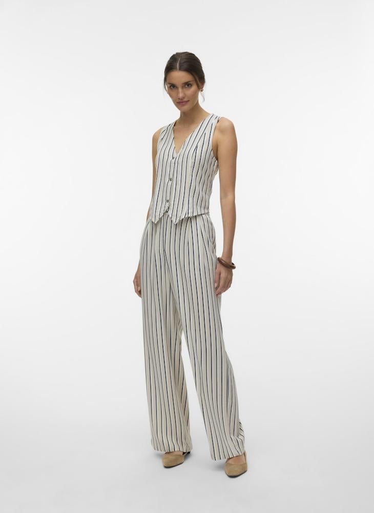 VERO MODA Mid-Waist Wide Dad Linen Pants 32" - Image 1