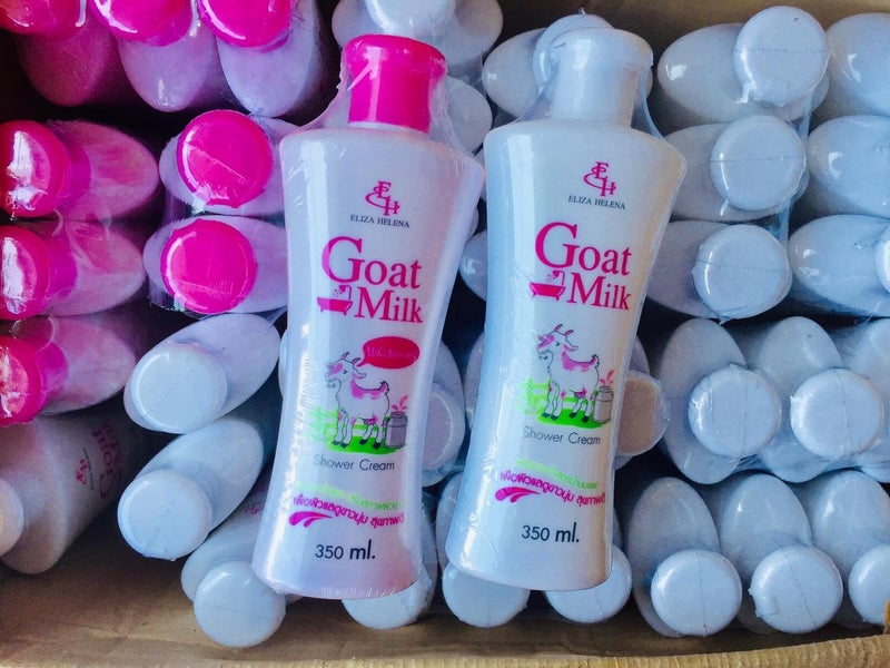 HANI PO كريم الاستحمام المبيض من حاني بو إليزا هيلينا بحليب الماعز عبوة 1 منتج تايلندي 350 مل تنظيف طبيعي للنساء والفتيات والرجال والبالغين كريم للنساء والفتيات كريم للوجه وكريم للجسم للنساء والفتيات - Image 4