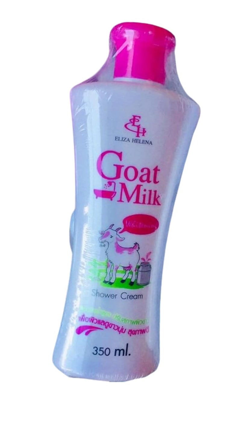 HANI PO كريم الاستحمام المبيض من حاني بو إليزا هيلينا بحليب الماعز عبوة 1 منتج تايلندي 350 مل تنظيف طبيعي للنساء والفتيات والرجال والبالغين كريم للنساء والفتيات كريم للوجه وكريم للجسم للنساء والفتيات - Image 1