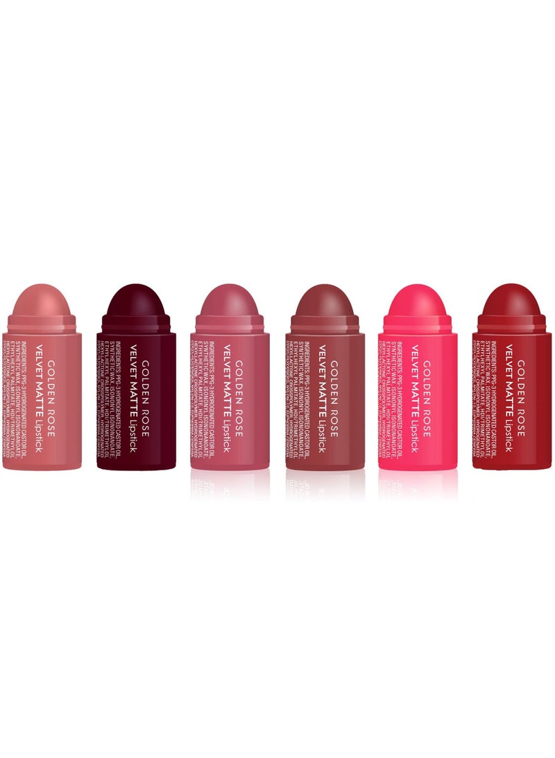 Golden Rose مجموعة أحمر شفاه مخملي مات طويل الأمد من غولدن روز 6 قطع ميني مكس 1 نود - Image 2