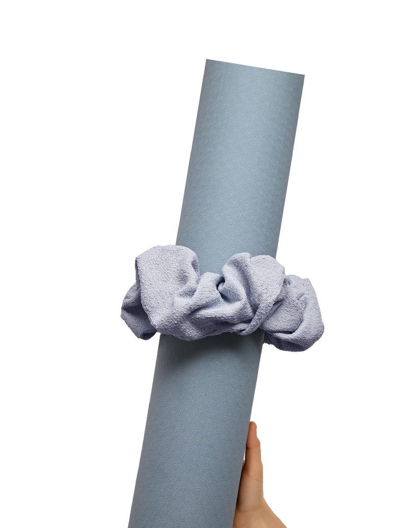 Mirmire Yoga Mat Scrunchie - Holds Your Yoga Mat in Style - Soft & Luxurious Fabric - Fits All Standard Yoga Mats Light Blue - Image 1