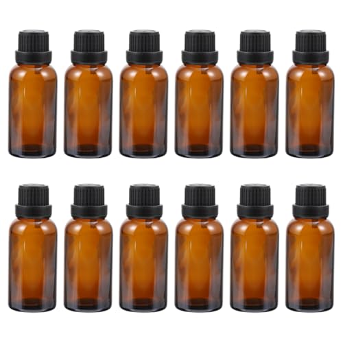 Uonlytech 12 Pack Essential Oil Bottles with Perforated Plug 15Ml Amber Glass Reagent Bottles for Oil Storage Travel-Friendly Liquid Dispenser - Image 1