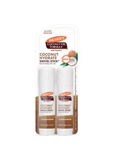 Coconut Oil Formula Moisturizing Swivel Stick With Vitamin E, Lip Balm, Face & Body Moisturizer Stick, Ideal For Treating Dry Skin Patches (Pack Of 2)