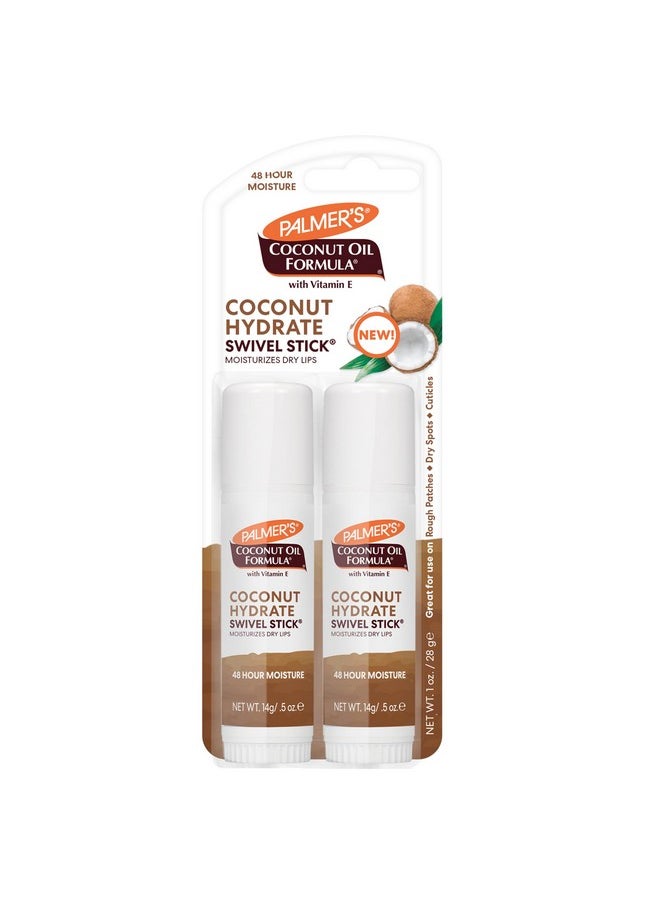 PALMER'S - Coconut Oil Formula Moisturizing Swivel Stick With Vitamin E, Lip Balm, Face & Body Moisturizer Stick, Ideal For Treating Dry Skin Patches (Pack Of 2) - Image 1