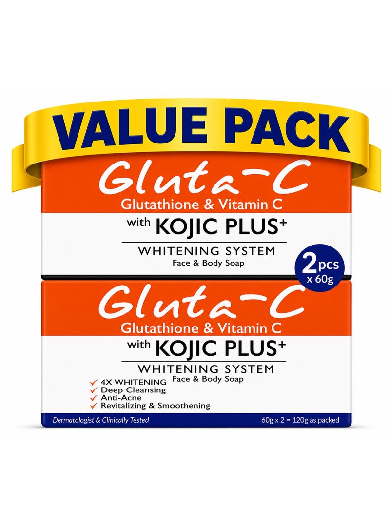 صابون GLUTA-C مع KOJIC PLUS لتفتيح البشرة وتفتيحها 60 جم*2
