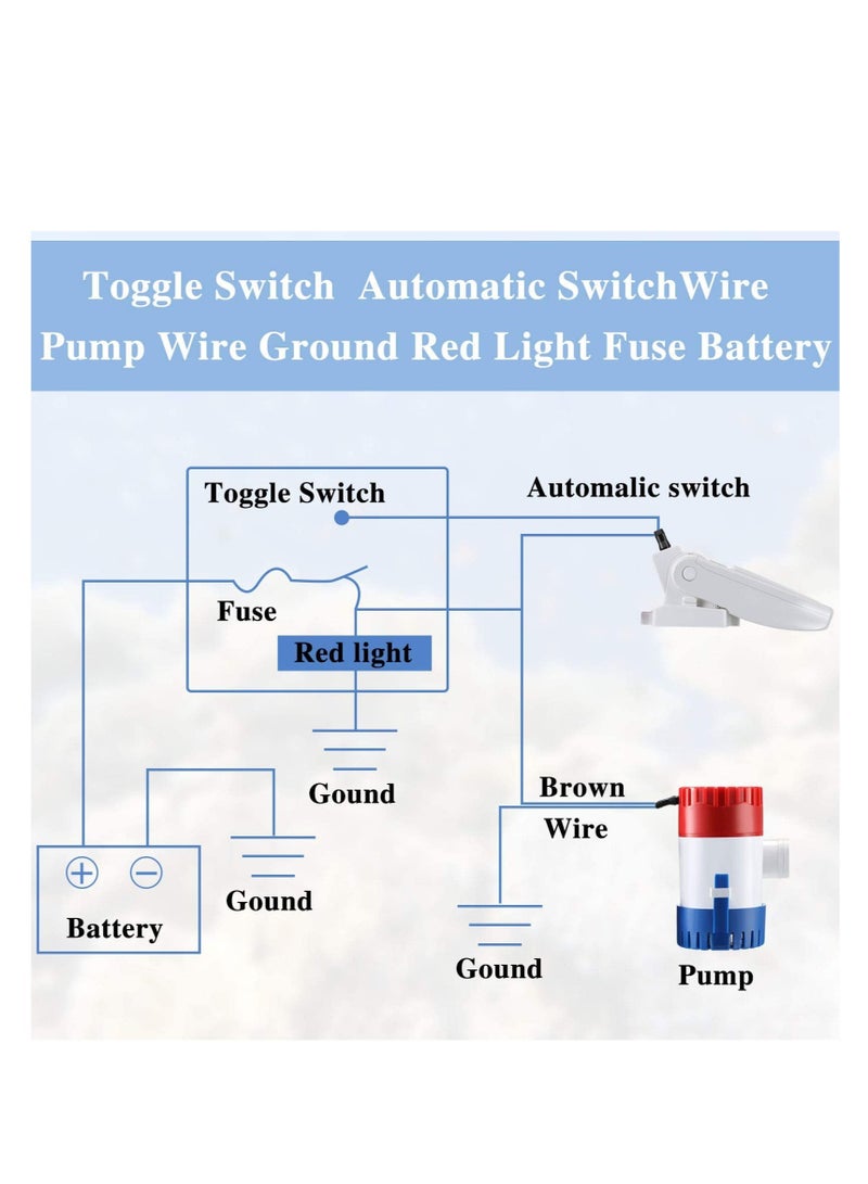 Zikra Boat Bilge Water Pump 12v 1100gph Automatic Marine Electric Bilge Pump for Ponds Pools Spas Silent Boat Caravan RV Submersible 2 Pieces - Image 5