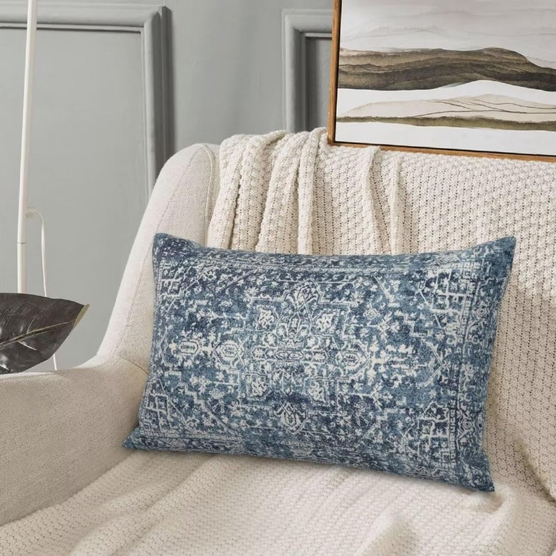 Sunshineyan Navy Blue Boho Pillow Covers 12x20 Set of 2  Carpet Pattern Outdoor Decorative Throw Pillows Ethnic Rustic Farmhouse Cushion Cases Linen Gifts for Couch Sofa Decor - Image 2