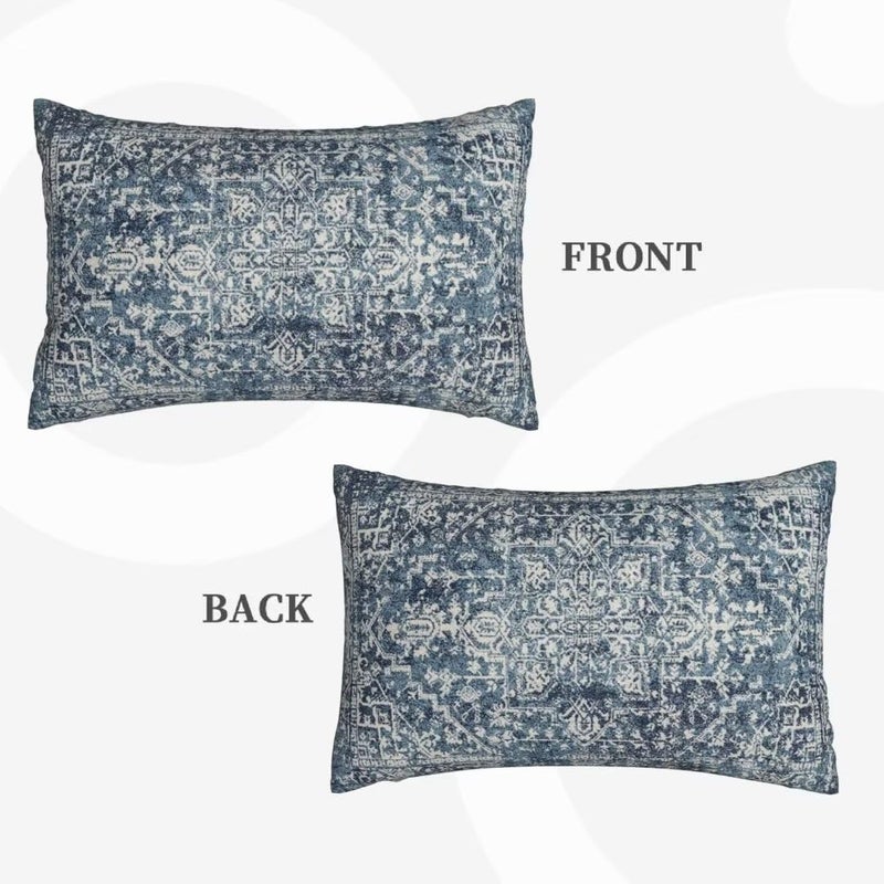 Sunshineyan Navy Blue Boho Pillow Covers 12x20 Set of 2  Carpet Pattern Outdoor Decorative Throw Pillows Ethnic Rustic Farmhouse Cushion Cases Linen Gifts for Couch Sofa Decor - Image 4