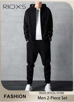 RIOXS Men's 2-Piece Tracksuit Set with Hooded Jacket and Sweatpants, Comfortable Jogging Suits, Fashionable Athletic Full-Zip Sweat Suit, Made of Lightweight Stretch Material, Great for Indoor and Outdoor Activities  - Image 1