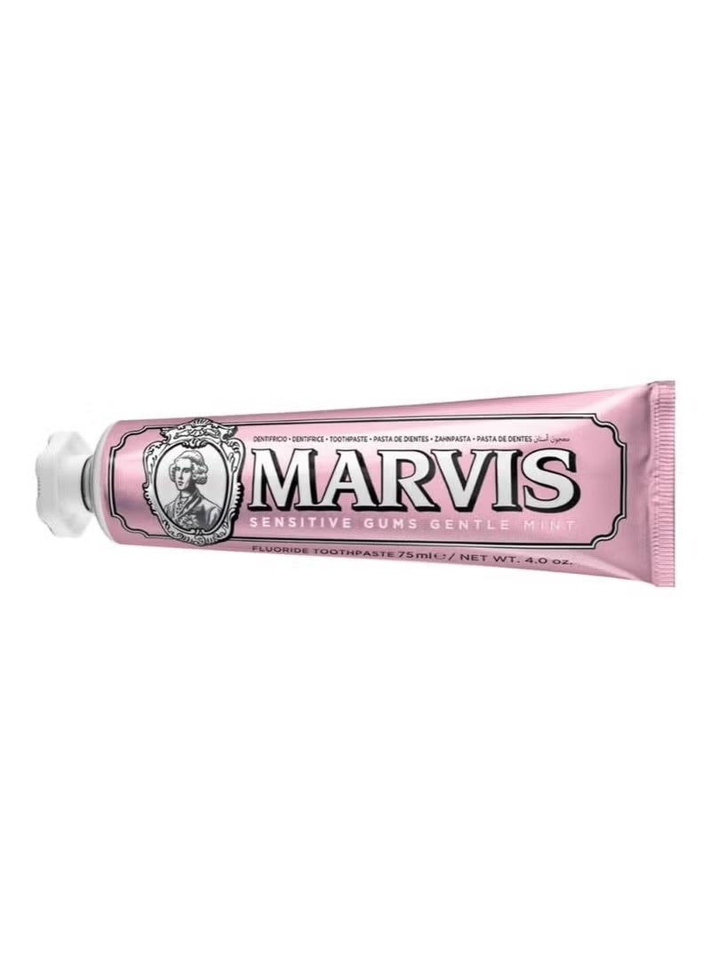 Marvis Sensitive Gums Gentle Mint Toothpaste, 75 ml, Sensational Flavoured Toothpaste Helps Remove Plaque & Reduce Gum Sensitivity, Lasting Freshness - Image 2
