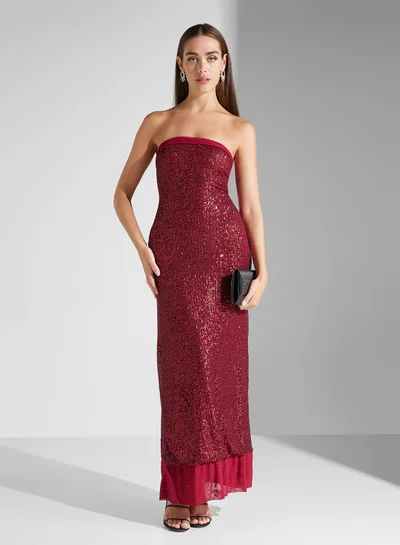 Ginger Sequin Strapless Maxi Dress