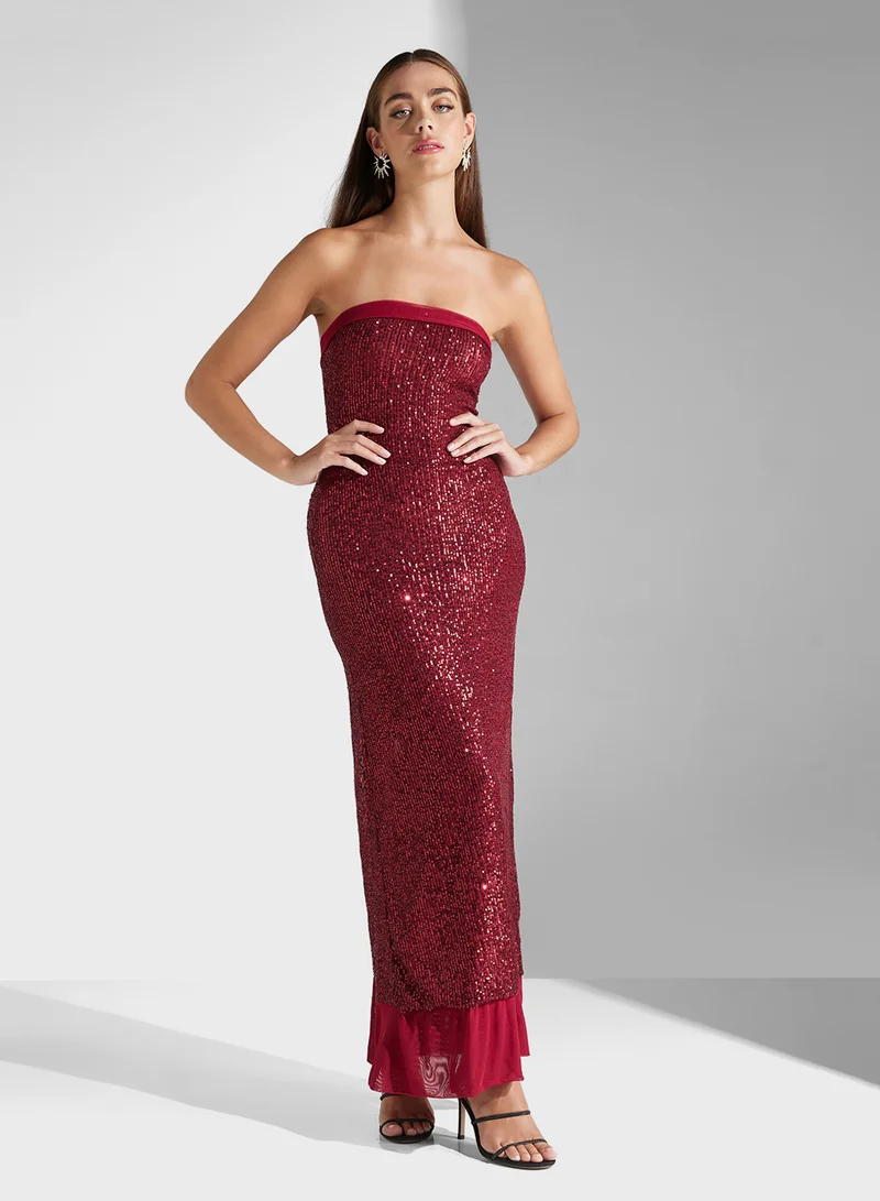 Ginger Sequin Strapless Maxi Dress