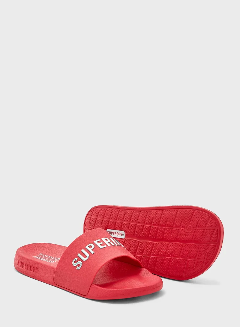 Superdry Code Logo Vegan Pool Slide Flip Flops