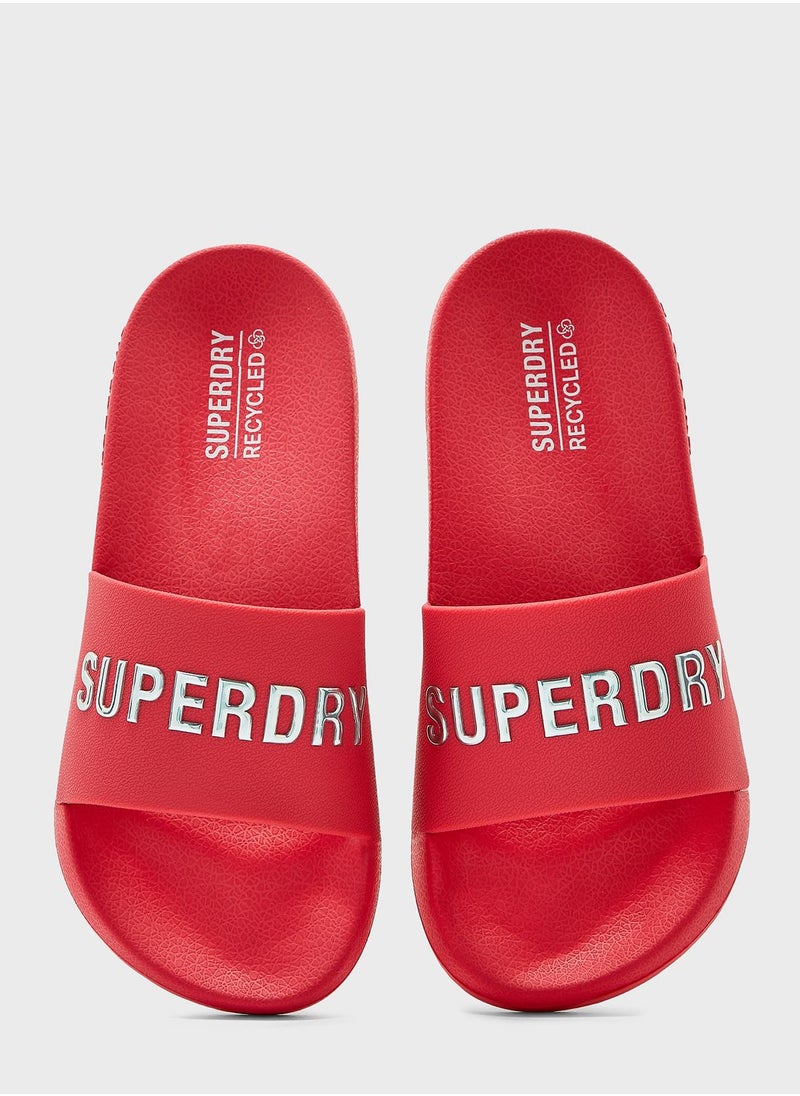 Superdry - Code Logo Vegan Pool Slide Flip Flops - Image 1