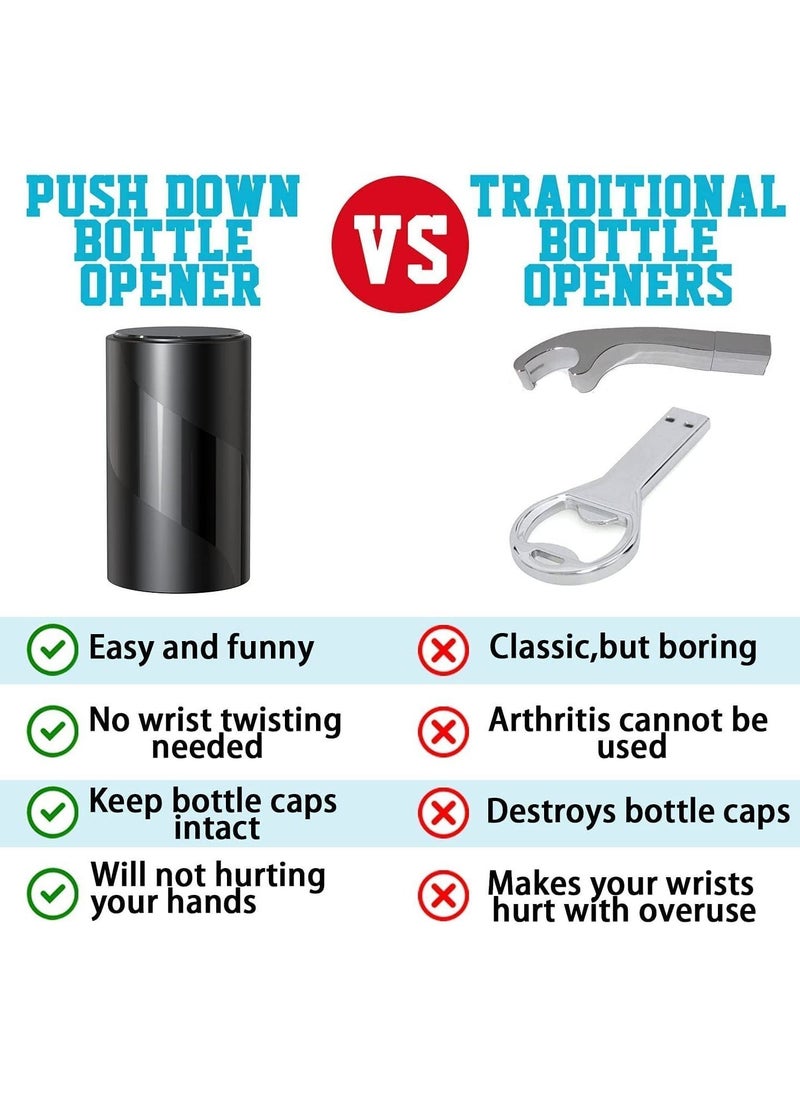 نيبمينينت - 【2 PACK】 Push Down-Pop Off Beer Bottle Opener with Cap Catcher, No Damage to Caps，Automatic Decapitator Beer/Soda Top Openers，One-Hand Easy/Funny Lid Open,Cool Bartender Tools - Image 1