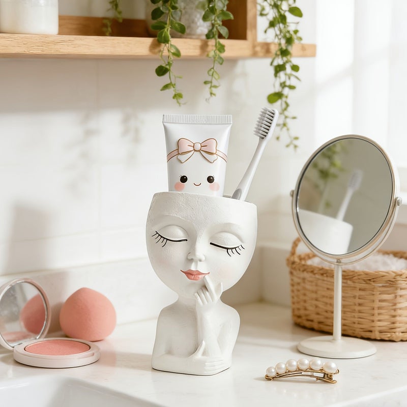 White Toothbrush Holder For Electric Toothbrush And Toothpaste Bathroom Organizer - Image 5