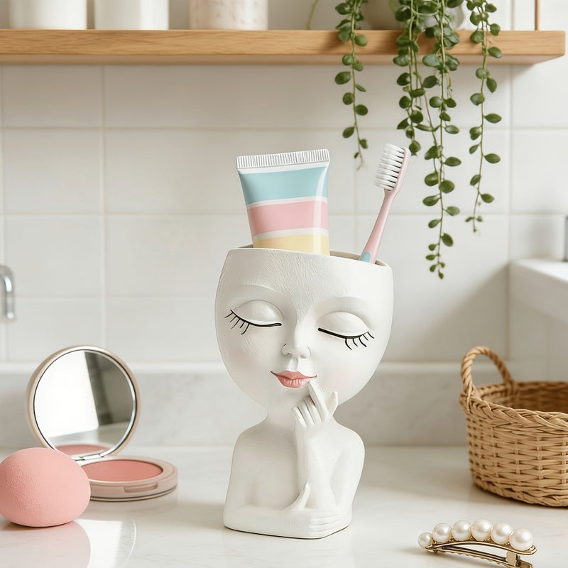 White Toothbrush Holder For Electric Toothbrush And Toothpaste Bathroom Organizer - Image 1