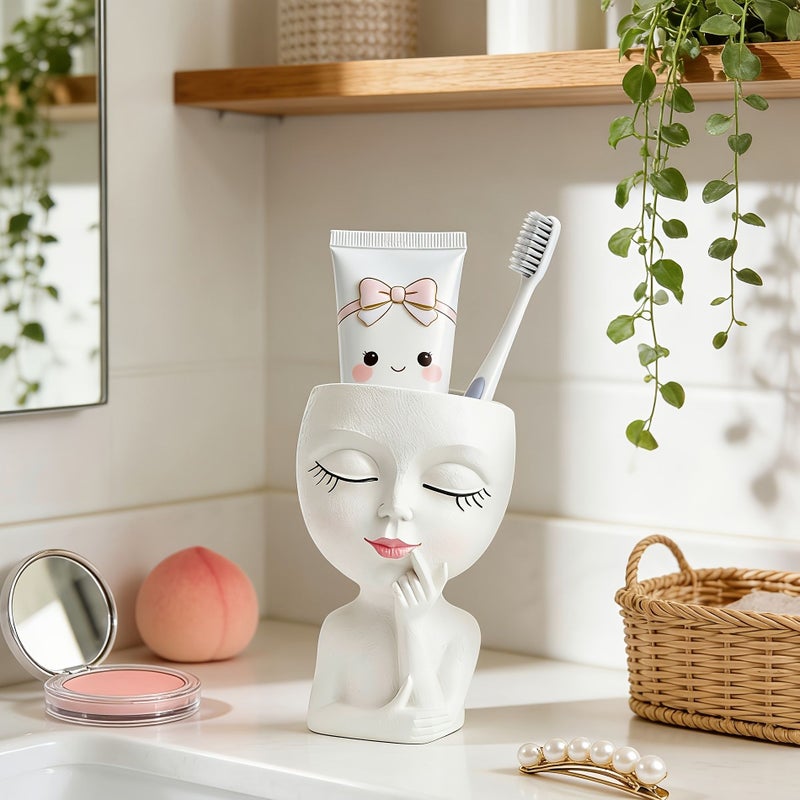 White Toothbrush Holder For Electric Toothbrush And Toothpaste Bathroom Organizer - Image 4
