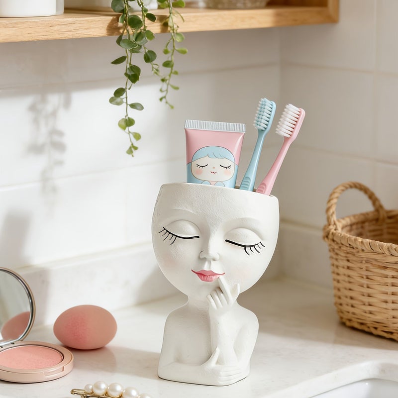 White Toothbrush Holder For Electric Toothbrush And Toothpaste Bathroom Organizer - Image 2