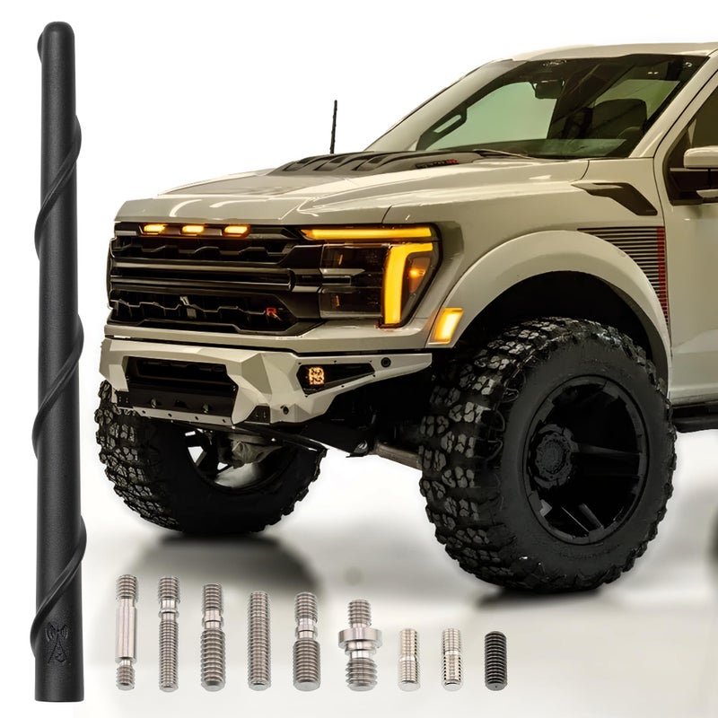 Votex Universal 8" Short Rubber Black Antenna Kit - Flexible, Durable, Enhanced Signal Reception, Copper Coil, Stainless Steel Threading, Fits Cars, Trucks, SUVs, Easy Installation - SKU A296VOTEX - Image 1
