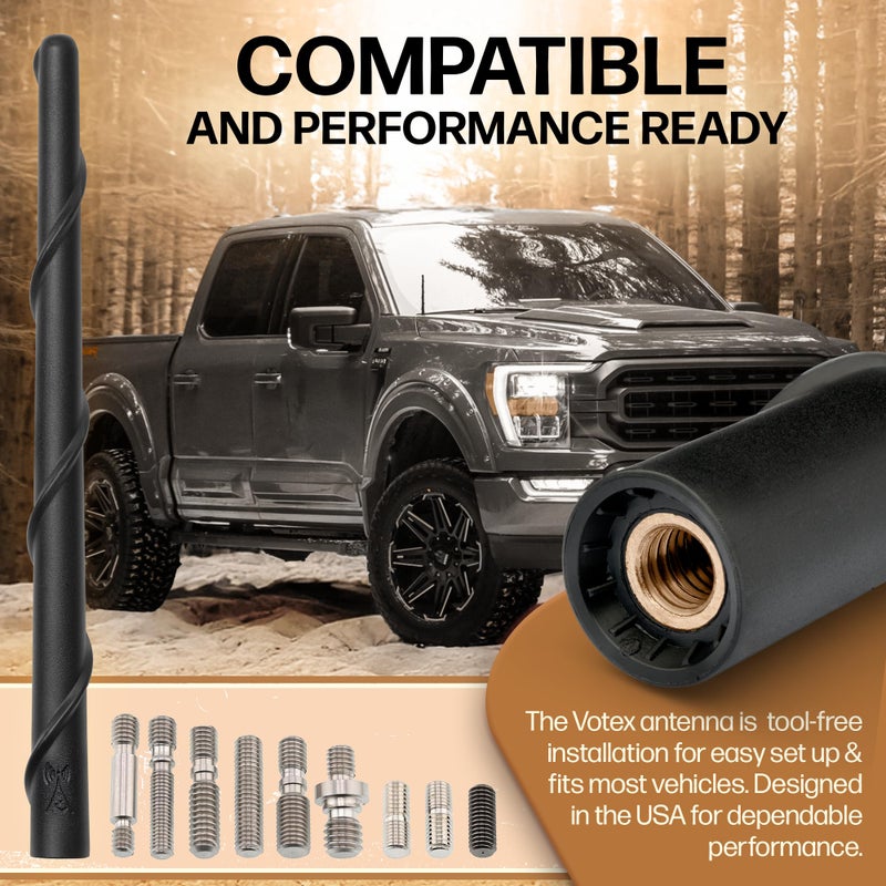 Votex Universal 8" Short Rubber Black Antenna Kit - Flexible, Durable, Enhanced Signal Reception, Copper Coil, Stainless Steel Threading, Fits Cars, Trucks, SUVs, Easy Installation - SKU A296VOTEX - Image 5