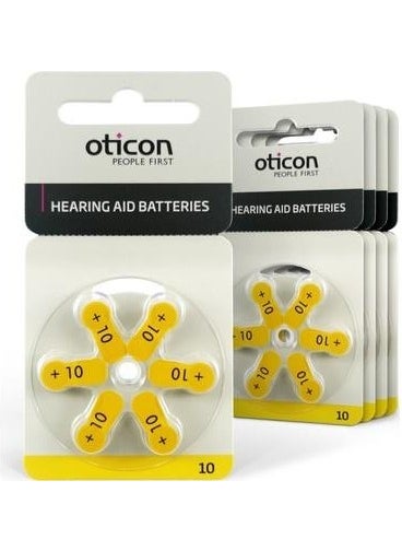 Oticon - بطاريات أجهزة السمع من أوتيكون، 10 مقاسات، 60 قطعة - Image 1