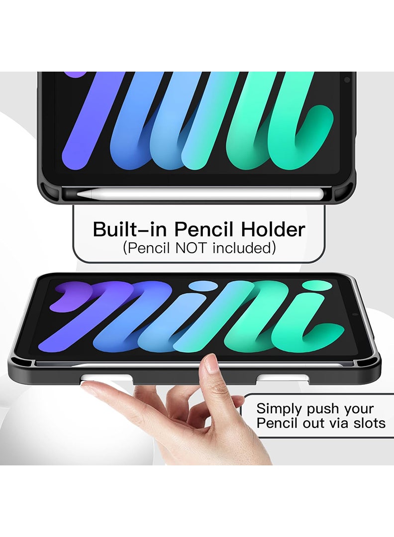 Theodor New iPad Mini 6 Case (8.3-Inch,2021 Model), iPad Mini 6th Generation Case with Pencil Holder [Support iPad 2nd Pencil Charging/Pair], Trifold Stand Smart Case with Soft TPU Back Black - Image 5