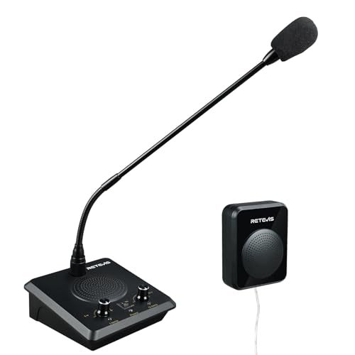 Retevis RT-9909 Window Intercom,Window Speaker Intercom System,IPX5 Waterproof,Noise Canceling,High Power Loudspeaker,Dual Way Intercom for Food Truck,Counter,Ticket Office - Image 1