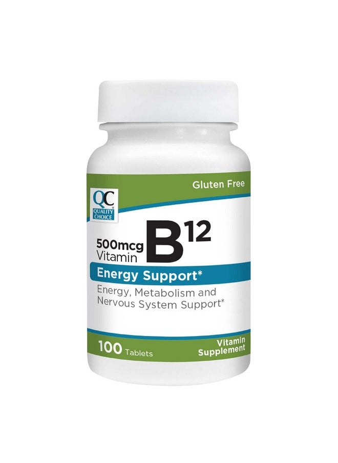 Quality Choice Vitamin B12 500 Mcg Energy Metabolism  Nervous System Support Supplement 100 Count Bottle Of Tablets  - Image 2