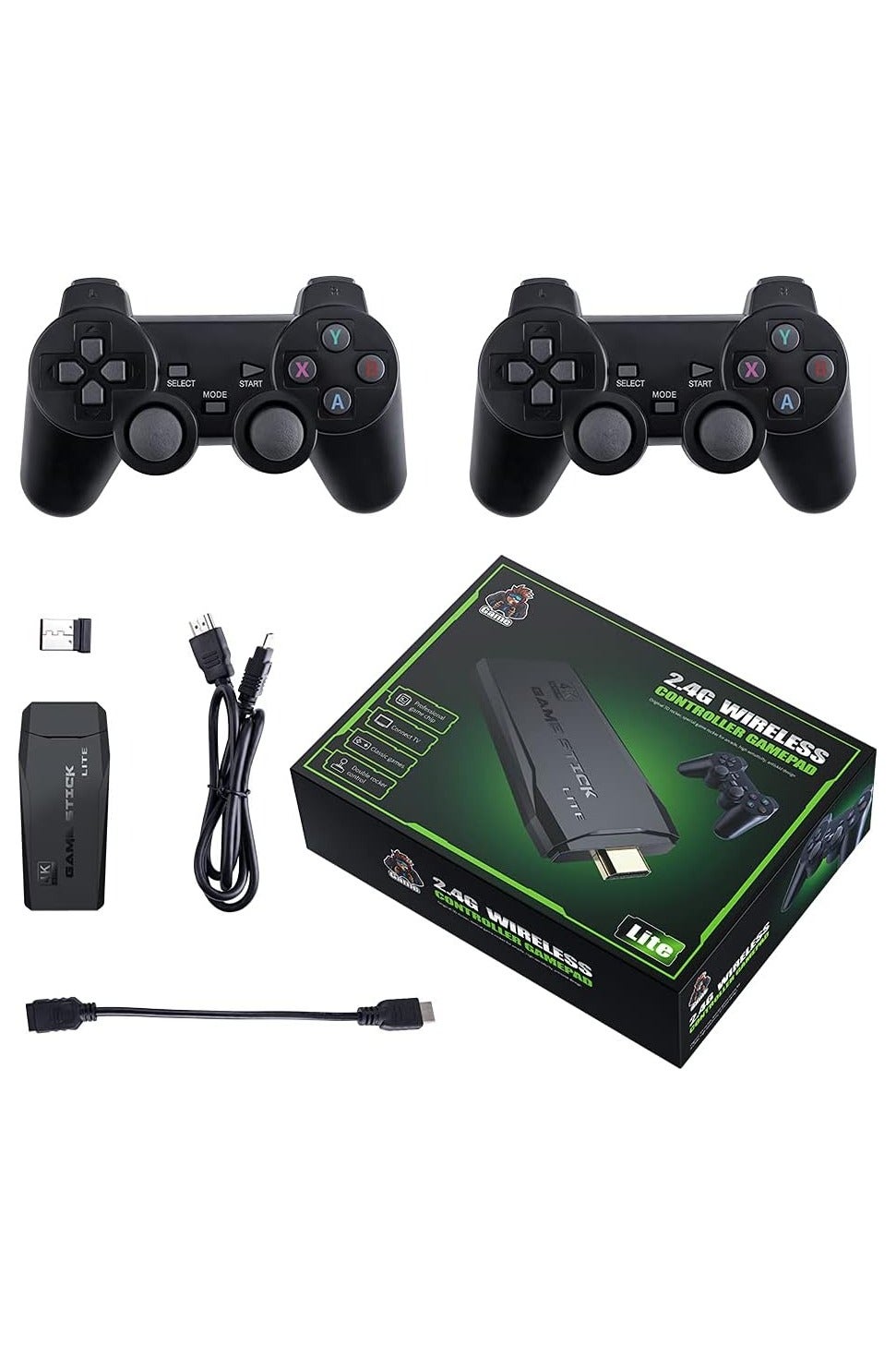 GUDOO Retro Gaming Console M8 64G Wireless Game Stick 20000+ Games 4K HDMI Output Plug and Play Handheld Game Console with 2.4G Wireless Controller Gamepad for Birthday Gifts