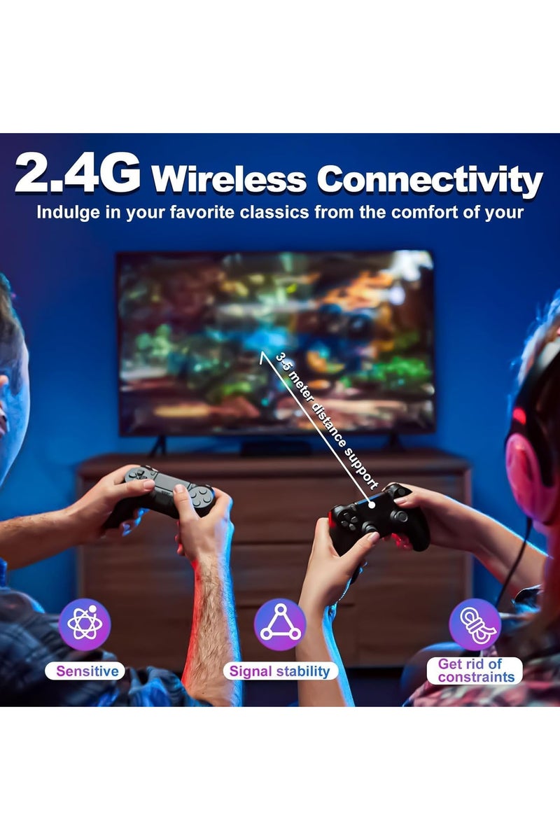 GUDOO وحدة تحكم ألعاب ريترو M8 64G لاسلكية مع أكثر من 20000 لعبة بدقة 4K ومخرج HDMI ووحدة تحكم ألعاب محمولة مع وحدة تحكم لاسلكية 2.4G ولوحة ألعاب كهدية عيد ميلاد - Image 3