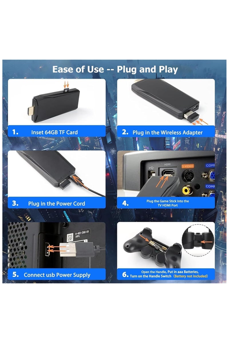 GUDOO وحدة تحكم ألعاب ريترو M8 64G لاسلكية مع أكثر من 20000 لعبة بدقة 4K ومخرج HDMI ووحدة تحكم ألعاب محمولة مع وحدة تحكم لاسلكية 2.4G ولوحة ألعاب كهدية عيد ميلاد - Image 5