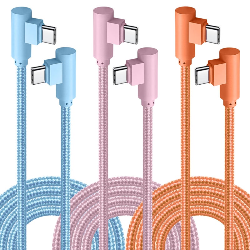 APFEN USB C Cable 10FT, 3Pack Power Delivery 60W Nylon Braided C to C Cable 90 Degree Type C Fast Charging Cord for iPhone 17/ 17Air/17 Pro Max/16/16 Plus/16 Pro Max/15/15 Plus/Pro Max - Image 1