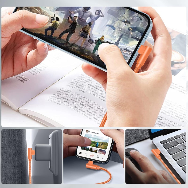 APFEN USB C Cable 10FT, 3Pack Power Delivery 60W Nylon Braided C to C Cable 90 Degree Type C Fast Charging Cord for iPhone 17/ 17Air/17 Pro Max/16/16 Plus/16 Pro Max/15/15 Plus/Pro Max - Image 5