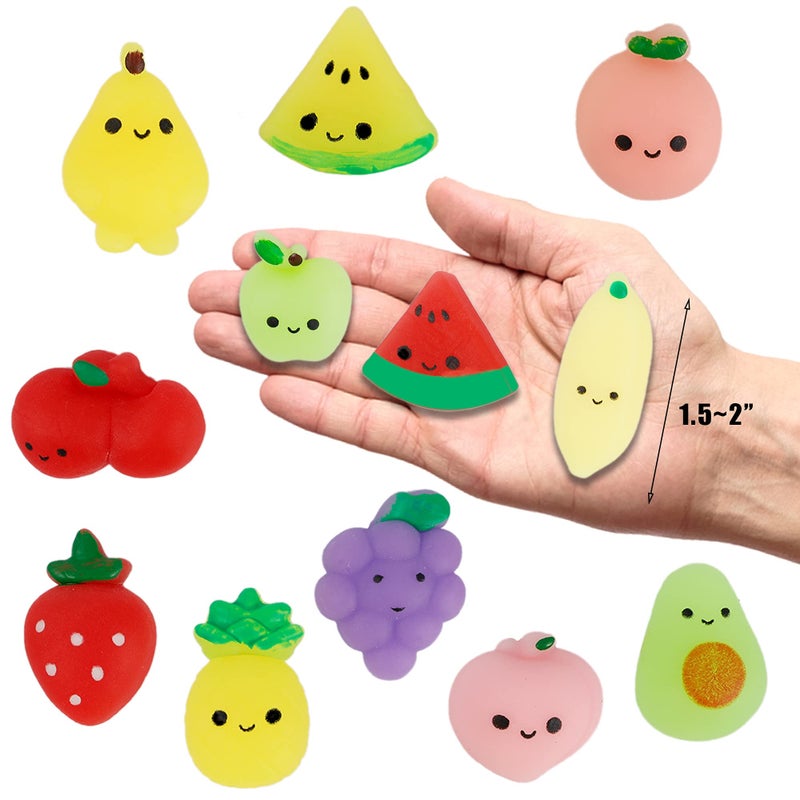 Cllayees 24 Pcs Squishy Toys, Fruits Mochi Squishies, Mini Kawaii Stress Relief Toys Party Favors for Kids Adults Birthday Gifts Classroom Prizes - Image 2