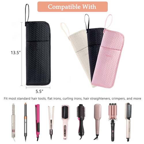 ELCUPA Hair Tools Travel Bag Heat Resistant Curling Iron Holder Flat Iron Case Hot Tools Organizer Pouch for Hair Straightener Hair Dryer Crimper Styling Accessories Travel Makeup Bag - Image 3