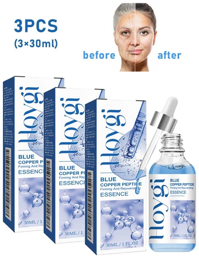 Hoygi Blue Copper Peptide Firming And Rejuvenating Essence Anti-Aging Serum, Skin Revitalizing Formula with Brightening Essence for Radiant Face Clinically Proven Wrinkle Reduction-3PCS (3×30ml) - Image 1