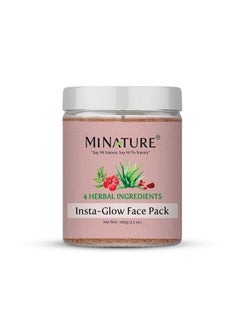 Insta Glow Face Pack by mi nature |Facial Mask with Neem, Hibiscus, Rose petal and Aloe vera gel powder | Natiral Skin care |100g (3.5 Oz)